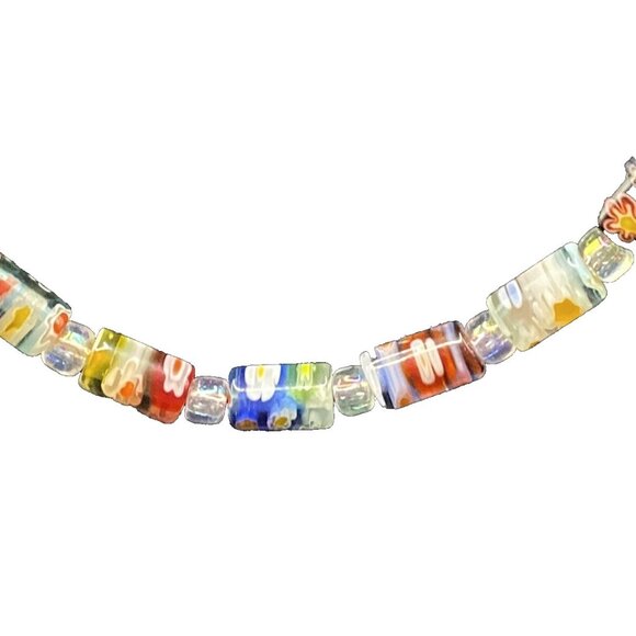 Unbranded Jewelry - Unique Multicolor Necklace Venetian Millefiori 6mmx3mm Tube Bead 17" Gold Tone